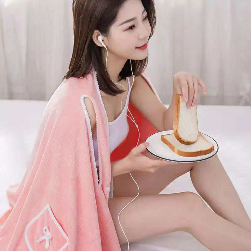 برنص استحمام قابل للارتداء بتصميم مشبك: عملية ومريحة للاستخدام في الحمام😍